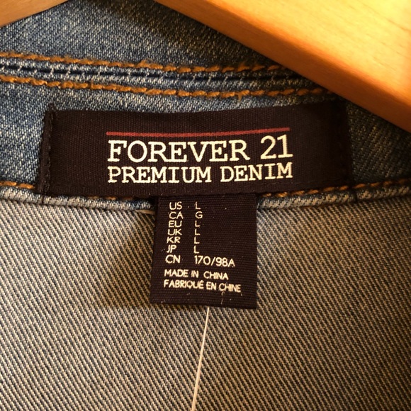Forever21 Premium Denim Jacket w/ Pleather Sleeves - Picture 5 of 8